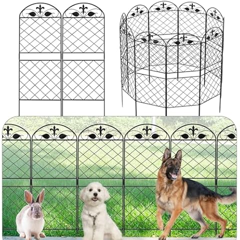 ZXMOTO Decorative Garden Fence 10 Pack 36 Inch (H) X 10 Ft(L),Metal No Dig Fence Animal Barrier for Dog Rabbits,Panel Border Fence Edging for Outdoor Patio Garden Yard (Double-Layer(10pcs), Black) Cover