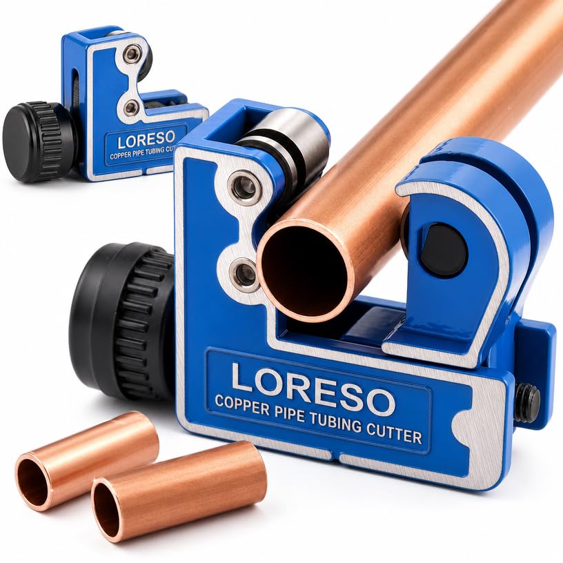 Image of Mini Copper Pipe Tubing Cutter Tool - 1 /8 inch to 1 1 /8 inch (3-28mm) OD-Mini | Cuts Copper, Brass, Aluminum, PVC & Thin Steel , Tight Spaces , Deburring Blade , HVAC, Plumbing & DIY
