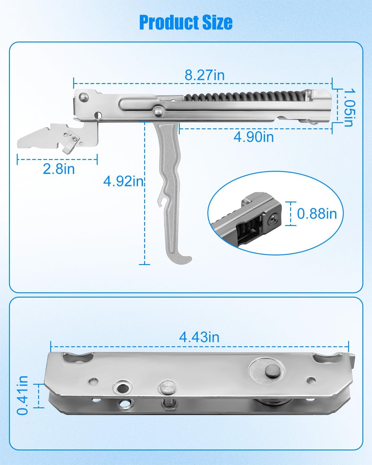 Upgrade 318024747 Oven Door Hinge Compatible with Frigidaire Kenmore and Sears Ovens and Ranges, Range Door Hinge Replace 318328010 318024715, Stainless Steel, 2 Pcs