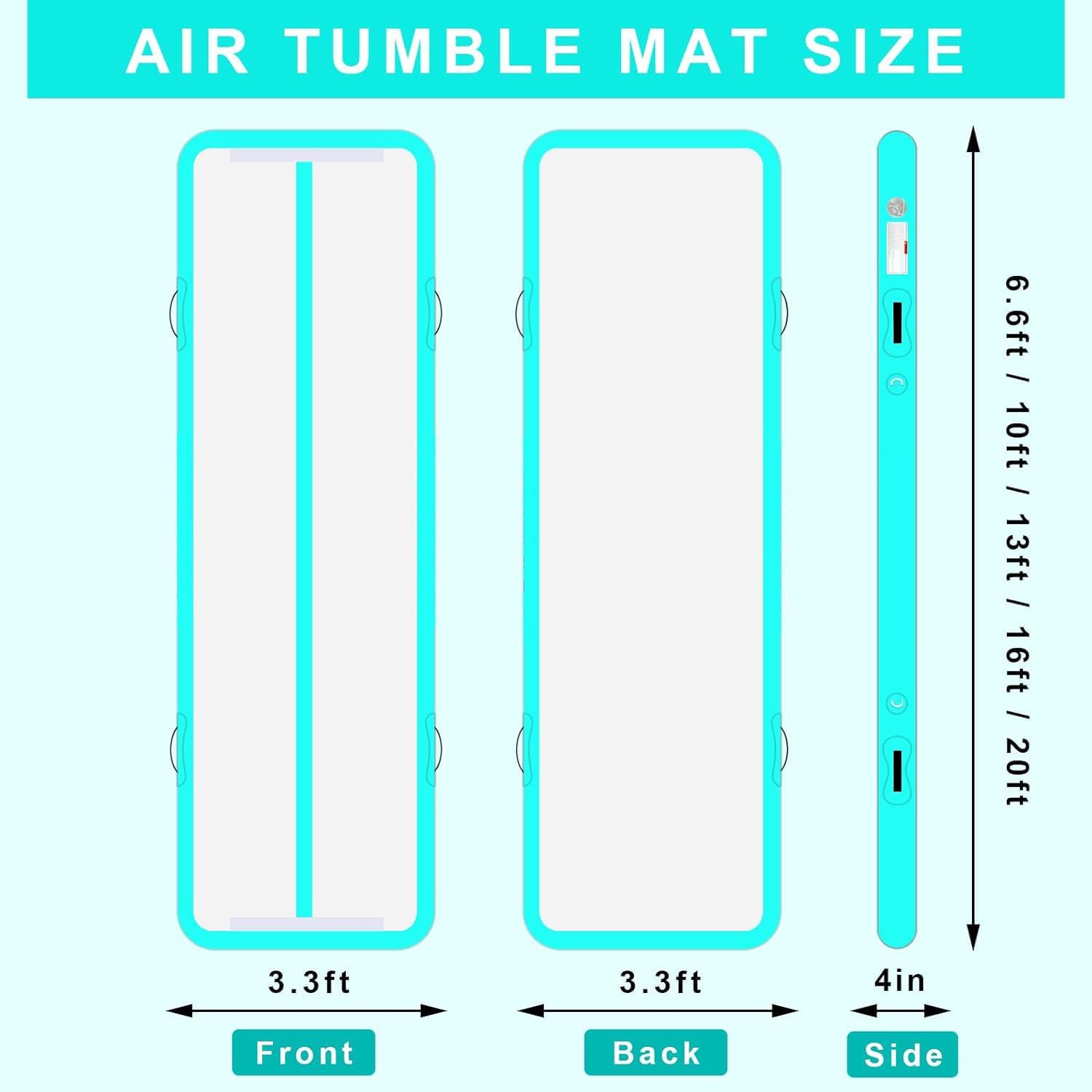 Inflatable Air Gymnastics Mat Training Mats 4inches Thickness Gymnastics Tracks for Home Use/Training/Cheerleading/Yoga/Water with Pump