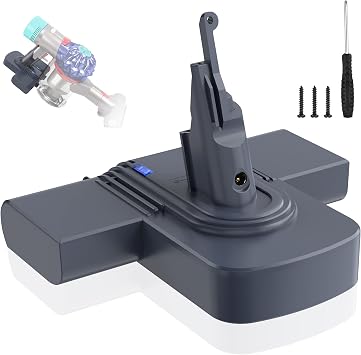 21.6V 8000mAh Battery Replacement for Dyson V7 SV11 Cordless Vacuum | Fits V7 Animal, Absolute, Fluffy, Motorhead, Li-ion Battery, Long Runtime, Multi-Safety Protection, Tool-Free, Dual Charging