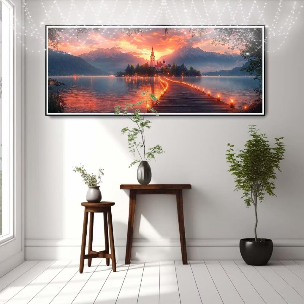 5D DIY diamentowe malowanie pełny zestaw, molo, zamek obrazy do malowania diamentami, mozaika, hobby dla dorosłych, tworzenie diamentowych kryształowych obrazów artystycznych do dekoracji domu 80 x