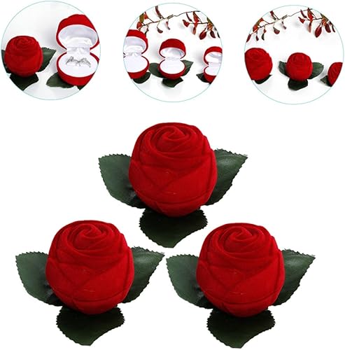 Miniatura 3 de ABOOFAN 15 Pcs Gift Box Wedding Rings Case Rose Ring Holder Jewelry Case Rose Ring Case Cookie Packaging Earring Storage Organizer Rings Storage