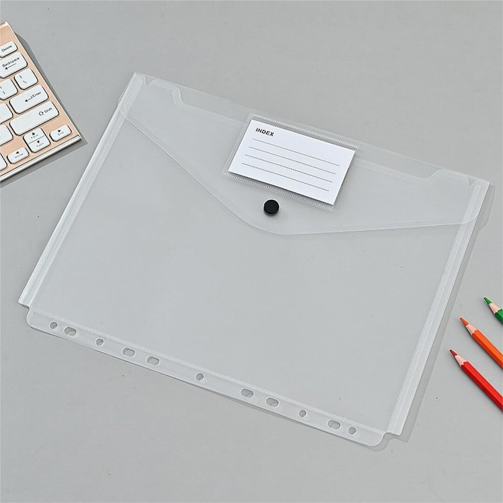 cartelle in plastica Raccoglitore tascabile - 12 buste Cartelle raccoglitore 11 fori for anelli 2/3/4, Cartelle raccoglitore con bottone automatico ed etichetta, formato lettera cartelle