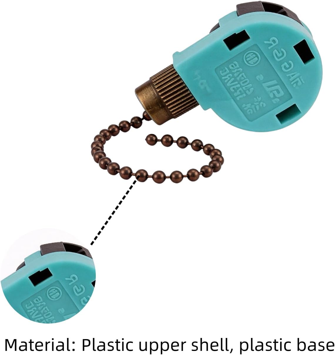 1 Pcs ZE-268S6 Ceiling Fan Light Pull Chain Switch, 3 Speed 4 Wire Pull Chain Switch Compatible with Ceiling Fans, Lamps and Wall Lights - Bronze