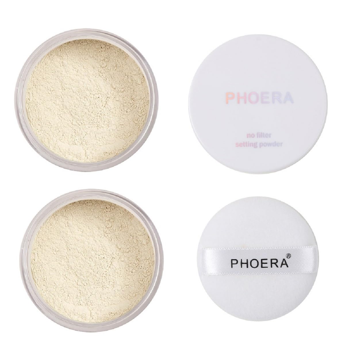 2 Pack PHOERA Setting Powder, Translucent Loose Face & Setting Powder, Controls Oil, Brightens Skin, Covers Blemishes, Helps Makeup Last Longer (101 Translucent)