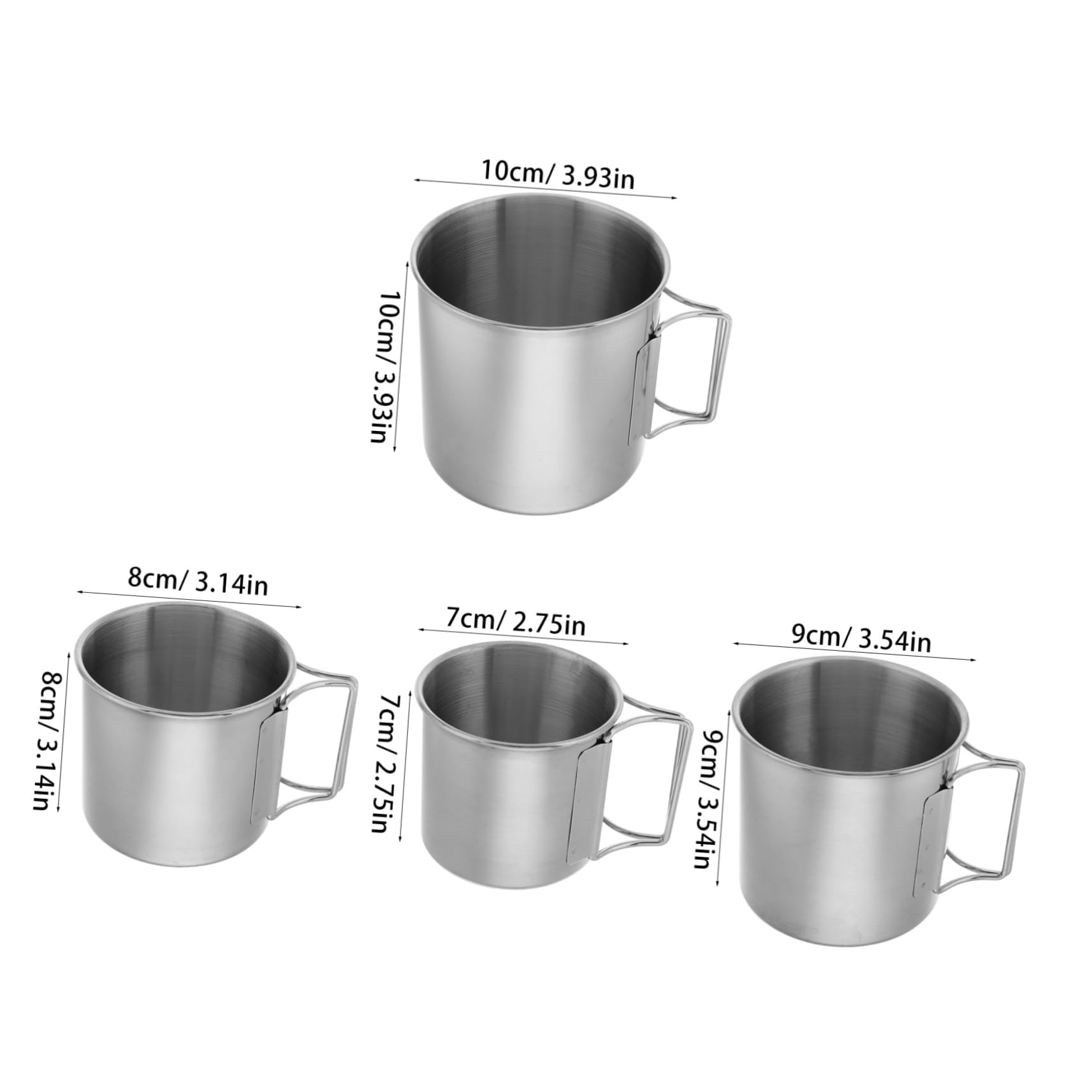 GALPADA 4pièces Tasse De Camping Pliable Acier Inoxydable Pour Randonnée Tasses De Empilables Pour Activités De Plein Air Avec Poignée De Rangement