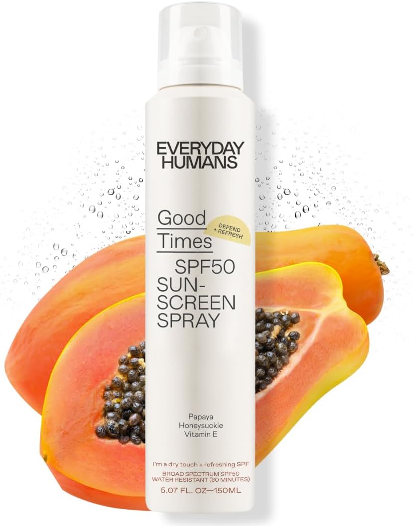EVERYDAY HUMANS SPF50 Clear Sunscreen Spray Mist 5.1oz | Oxybenzone-Free UVA/UVB Protection w/Antioxidants, Vitamin E | For Face & Body | Water Resistant and Non-Aerosol