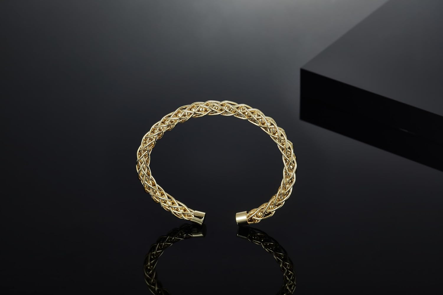 Valentine's Day Gift Ideas 14K Gold Plated Chunky Cuff Bracelet For Women,Adjustable Bendable Cuff Bracelets Boho Bangle,Gift for Girlfriend Wife - Image 4