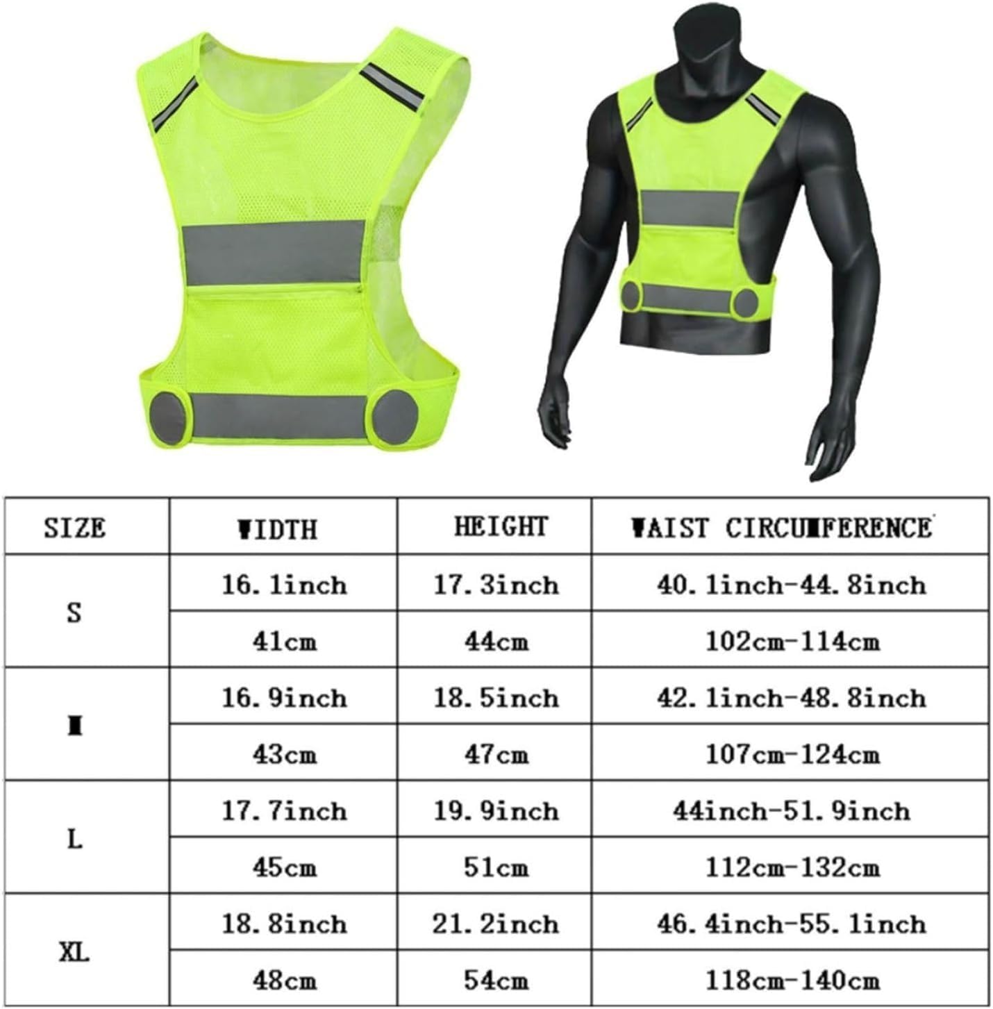 Reflective vest, High Visibility Reflective Vest for Running Cycling, Outdoor Safety Vest(Medium)