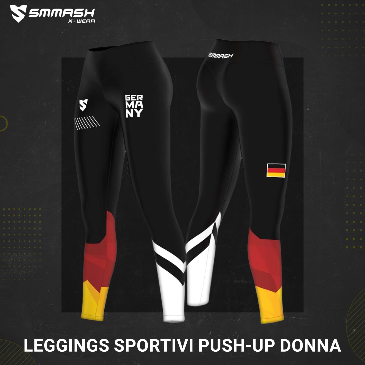 SMMASH Leggings Sportivi Leggings Sportivi da Donna Lunghi A Vita Alta Push Up Opachi Elasticizzati Figura Modellante Pantaloni Sportivi Pantaloni Yoga