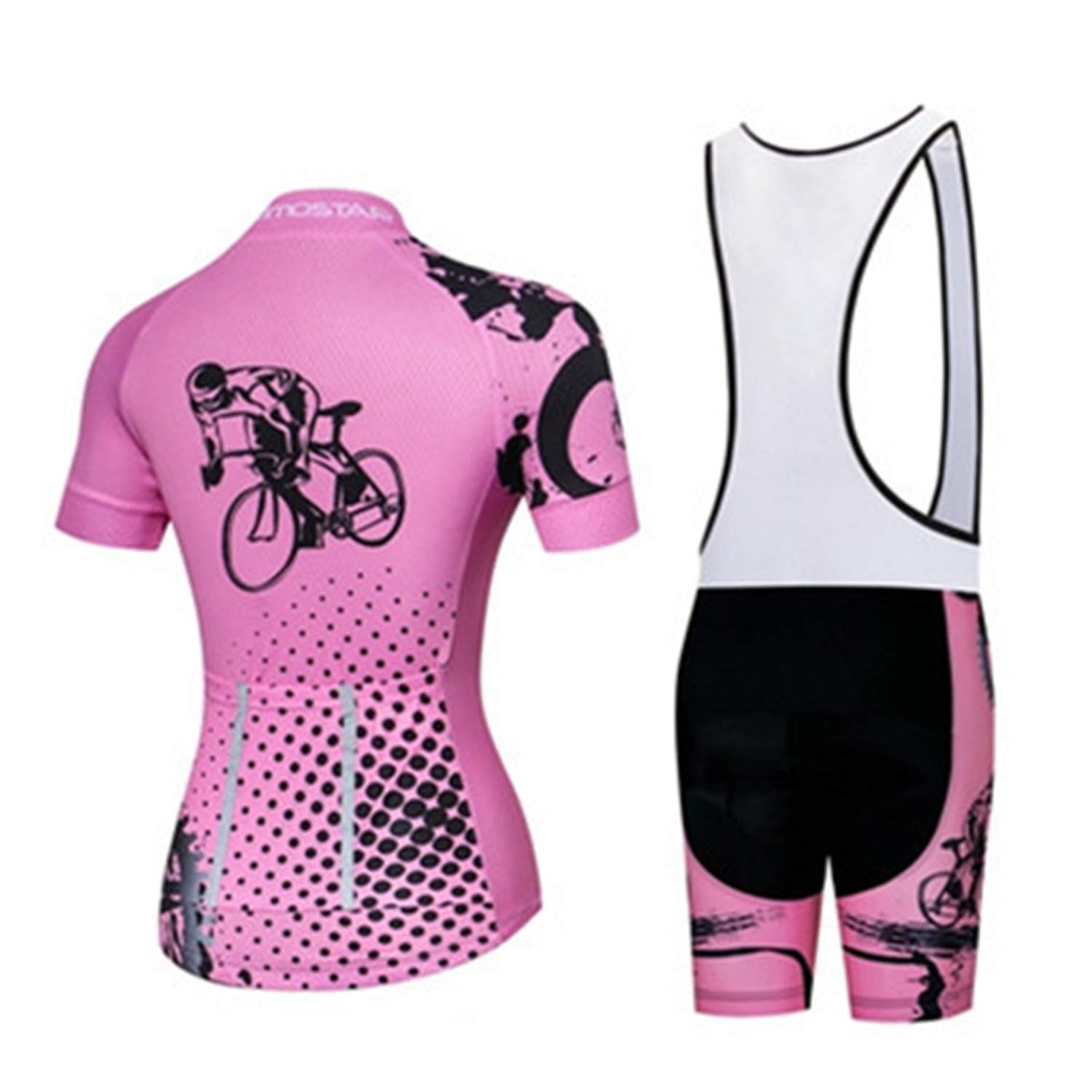 Ensemble maillot de cyclisme pour femme à manches courtes d'été bavoir 5D rembourré pantalon de vélo S-3XL