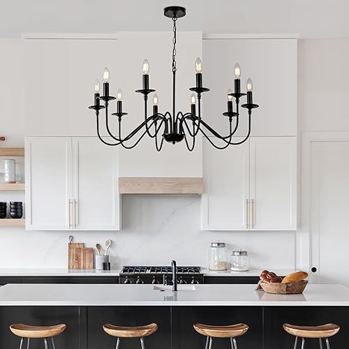 Miniatura 12 de Candelabro rústico de granja, lámpara colgante de 4 luces, altura ajustable, madera vintage marrón, iluminación colgante para entrada, isla de