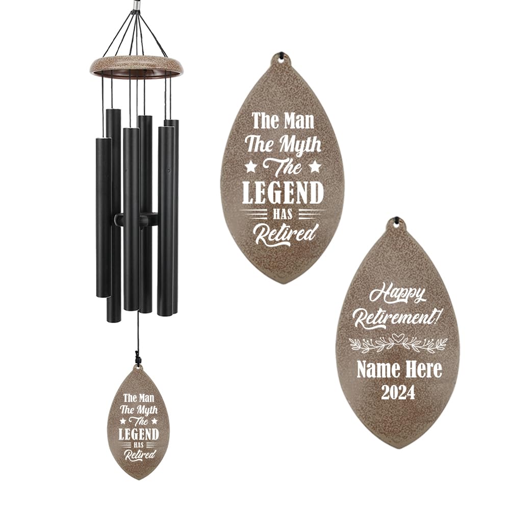 ASTARIN Personalized Happy Retirement Gift, Custom Name Retirement Wind Chimes for Women Men, 35" Large Deep Tone Wind Chime Retire Gifts for Co-Workers Boss Friends Parents