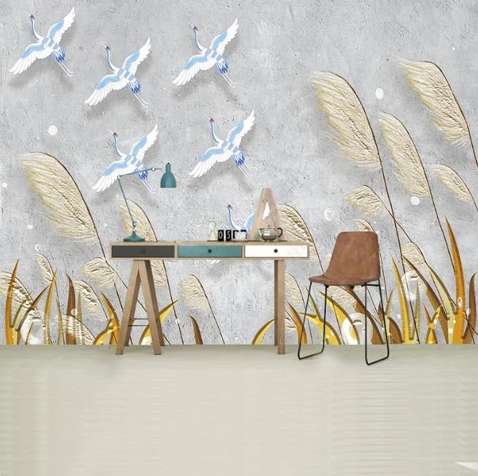 Peinture murale oiseau de paille salon design format 400x280cm
