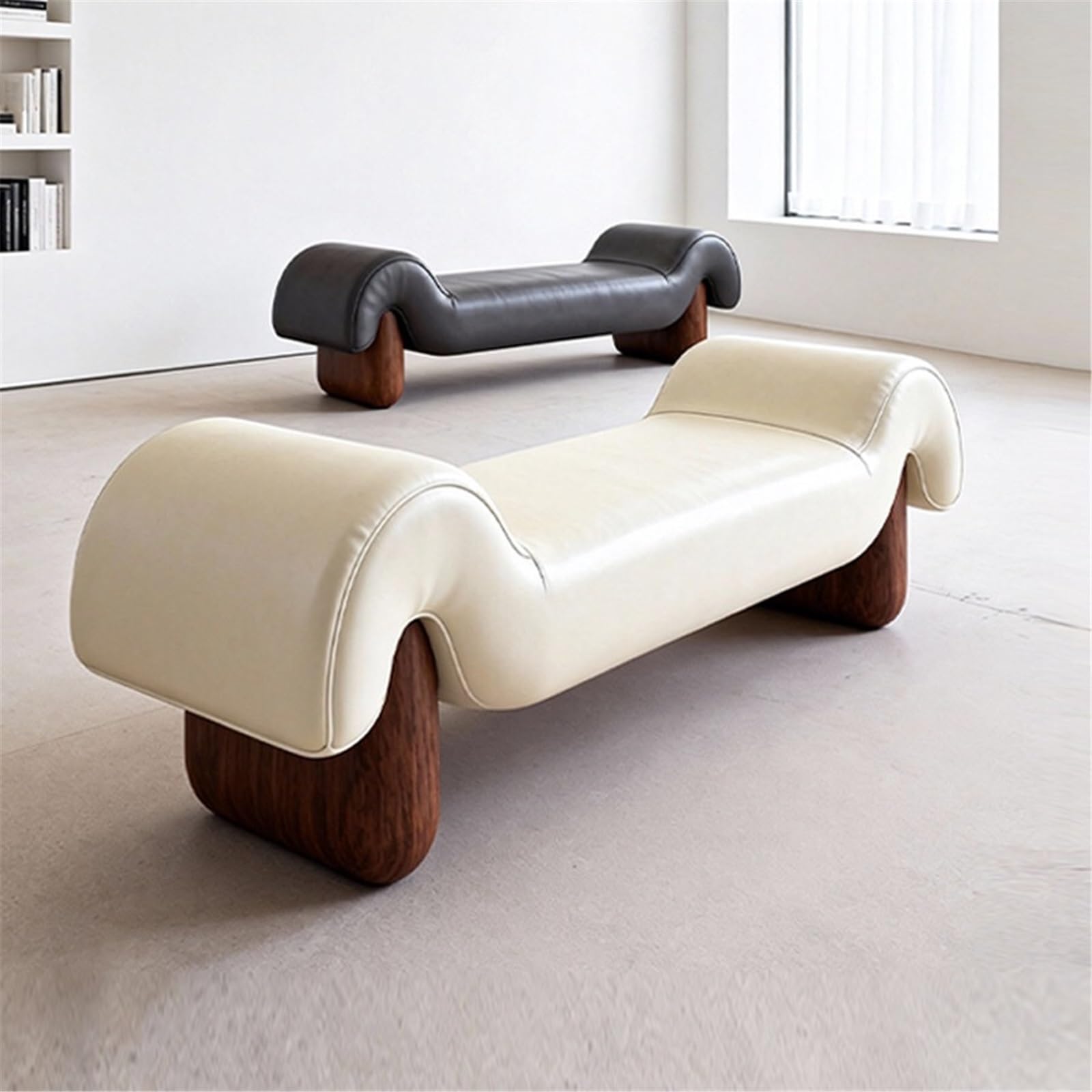 Moderne Canapé en Cuir dans Le Salon Banc Long Bois au Pied du lit la Chambre Bancs Bout de lit(XS)