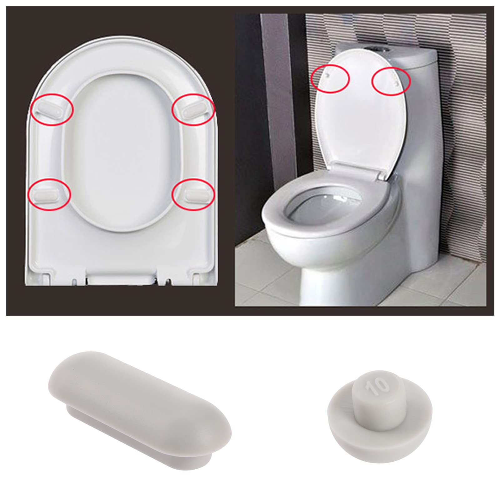 Buffers voor toiletzittingen, 8 stuks, universele stoppers voor wc-afdekking, zelfklevend, wit