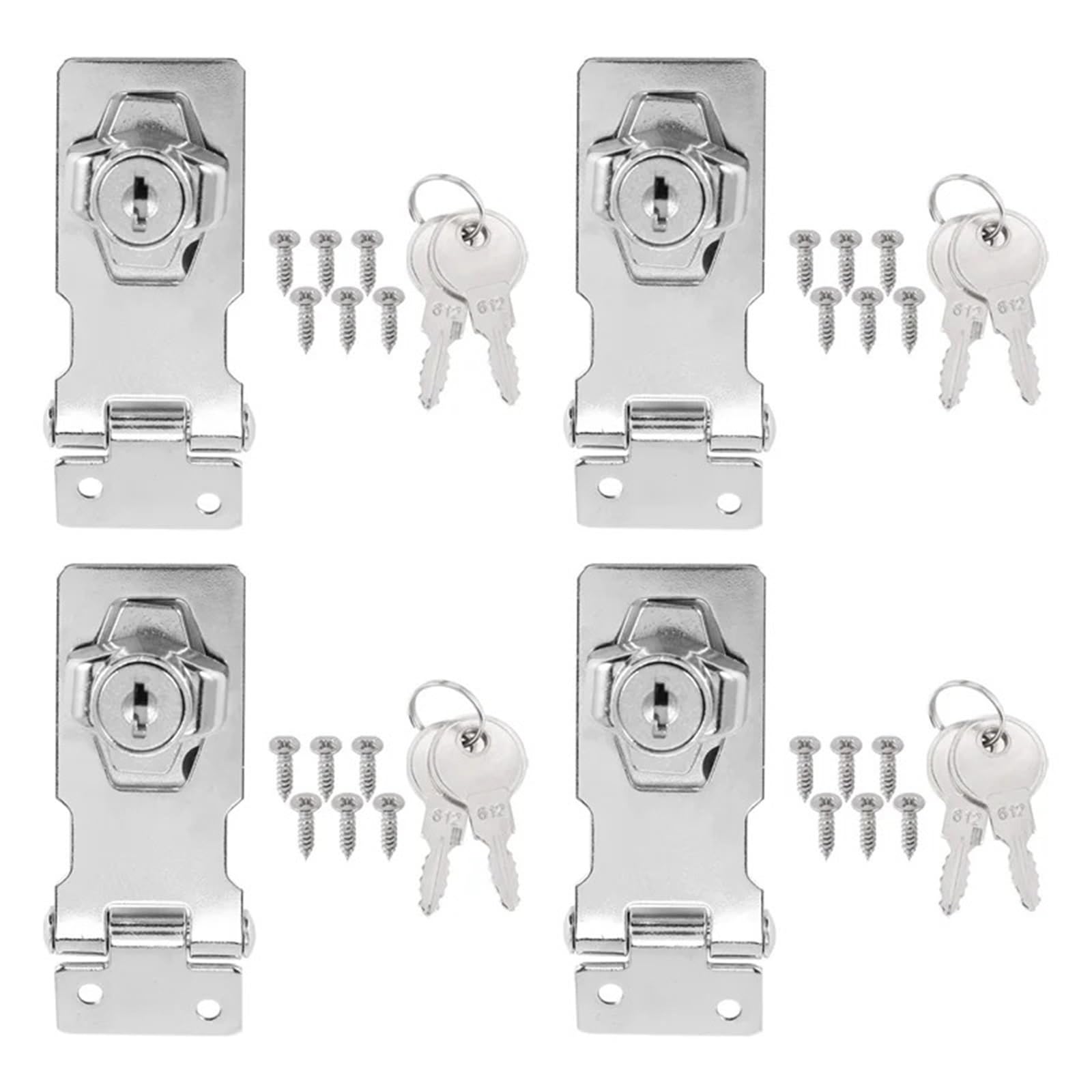 4 cerraduras con llave de 2,5 pulgadas perilla giratoria y cerradura, pestillos seguridad metal diferentes llaves Para Puertas