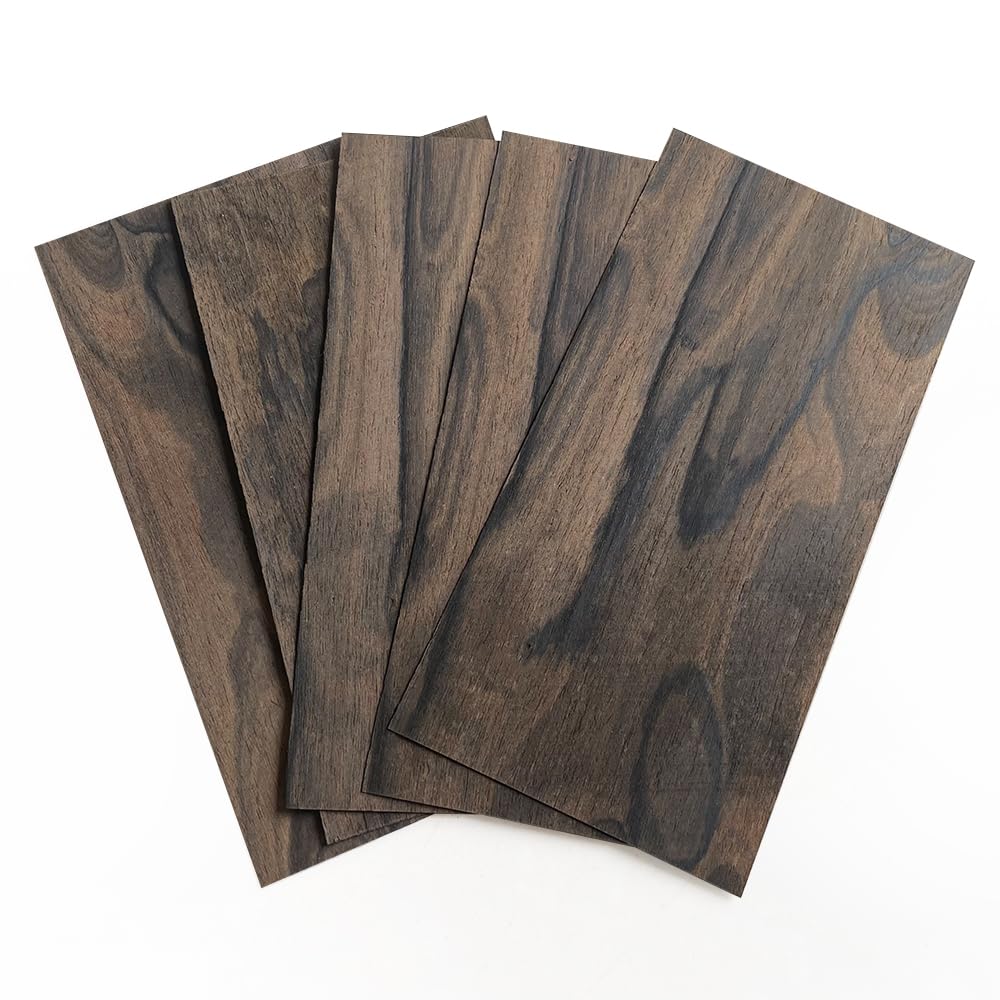 Natural Wood Veneer, Thin Wood Sheets, Guitar Headstock Veneer, Solid Wood Material, DIY Decoration Handmade Panel (5pcs Ebony)