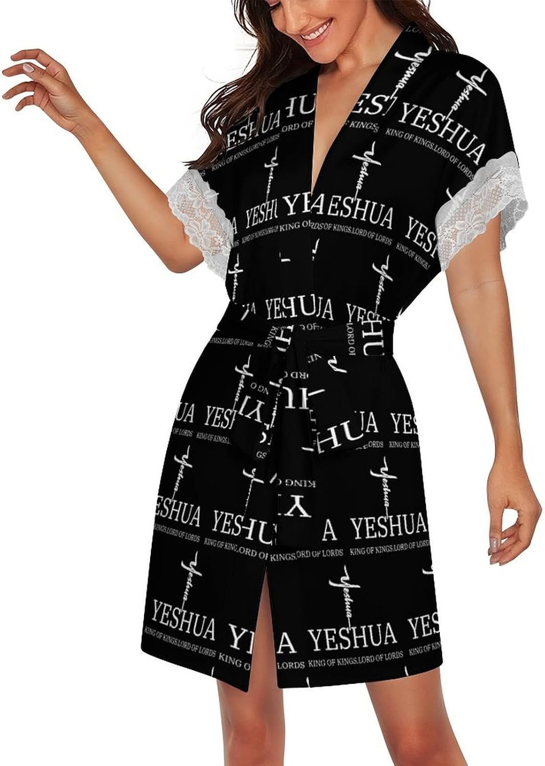 Yeshua Jesus Christian Women Pajama Bathrobe Sleepwear Knee Funny Shawl Gift
