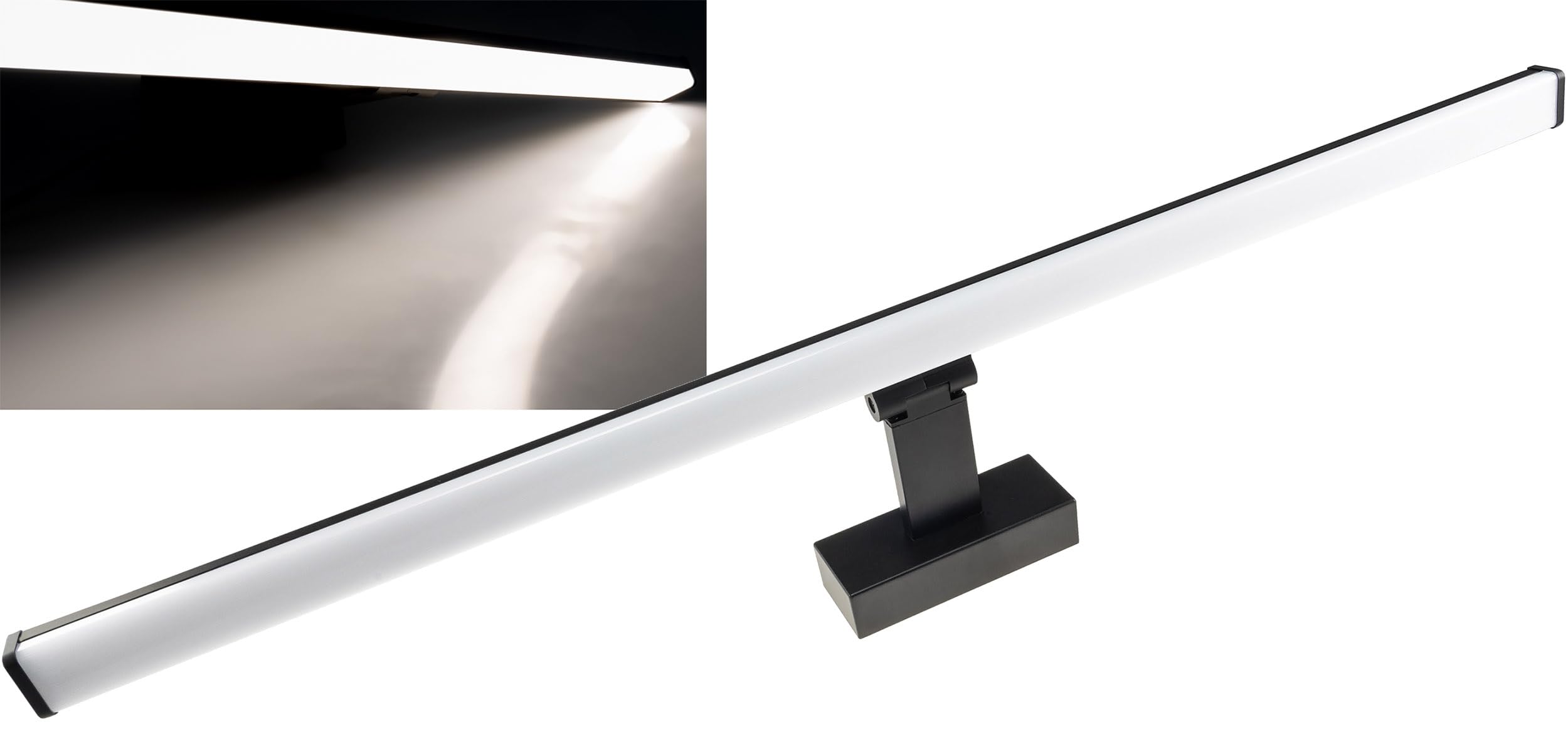 ChiliTec LED Spiegelleuchte 78cm Badezimmerleuchte IP44 230V Badbeleuchtung 904 Lumen Licht Neutralweiß Gehäuse Alu Farbe Schwarz Matt