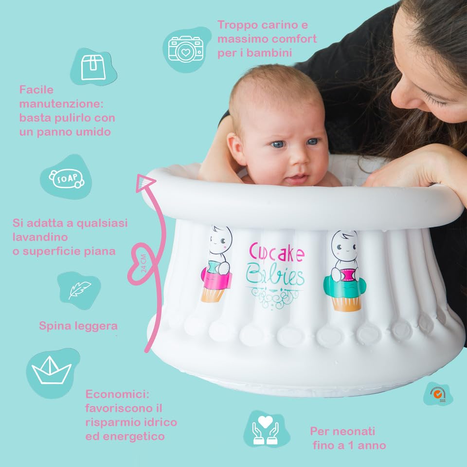 Baignoire bébé gonflable turquoise confortable de 0 à 12 mois - 6