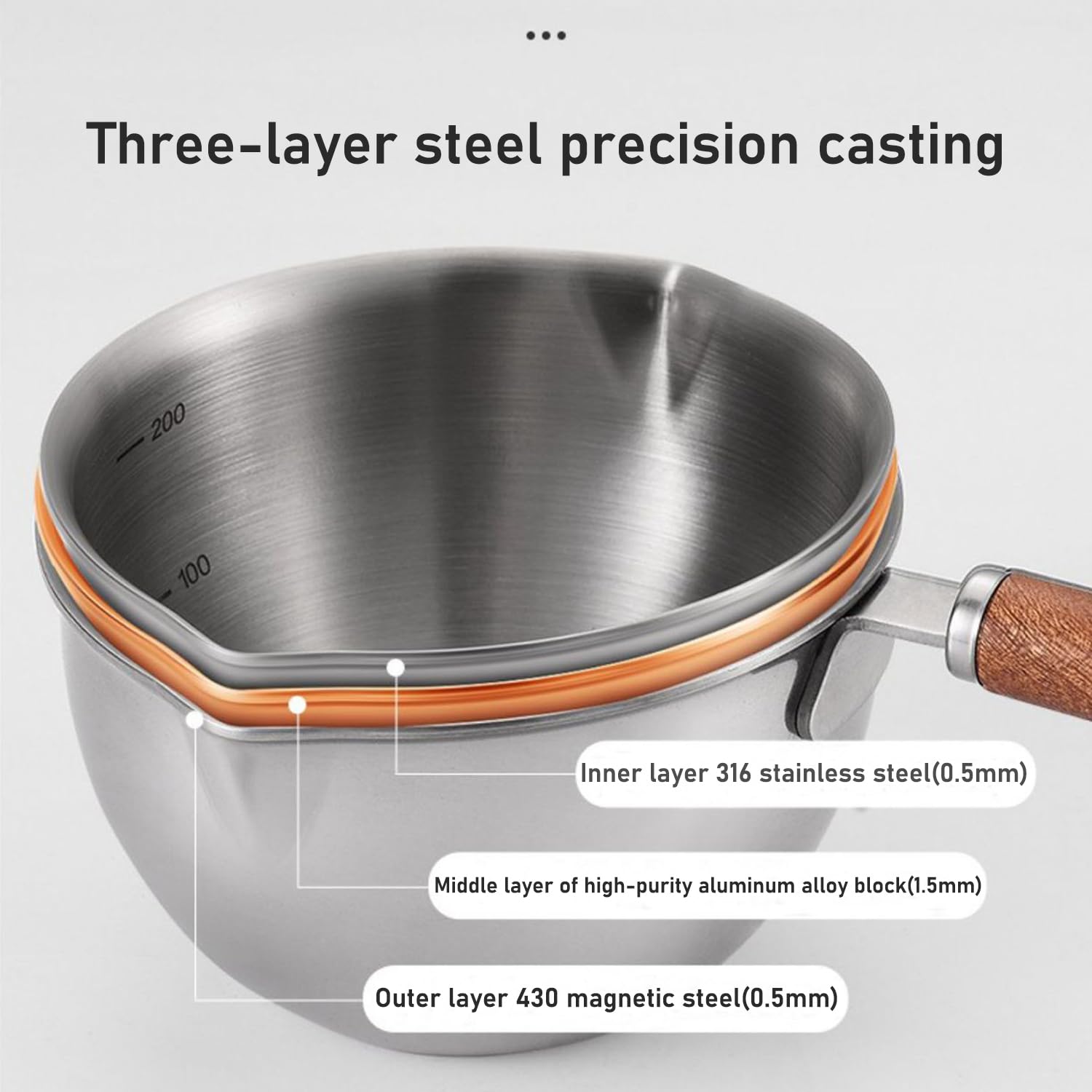 Petite Casserole 150 Ml En Inox - Pour Lait, Sauces, Beurre - Compatible Induction