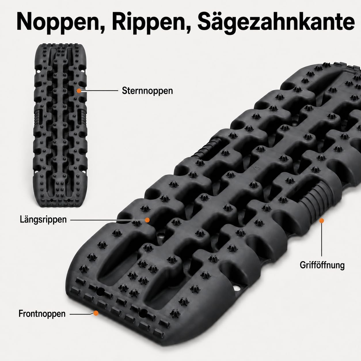 Sandbleche 2er Set Schwarz, Offroad Anfahrhilfe bis 10 t pro Paar für Wohnmobil, SUV, 4x4, Van & Camping, 107 x 31 x 6 cm, Recovery Boards & Sandboards mit Tasche