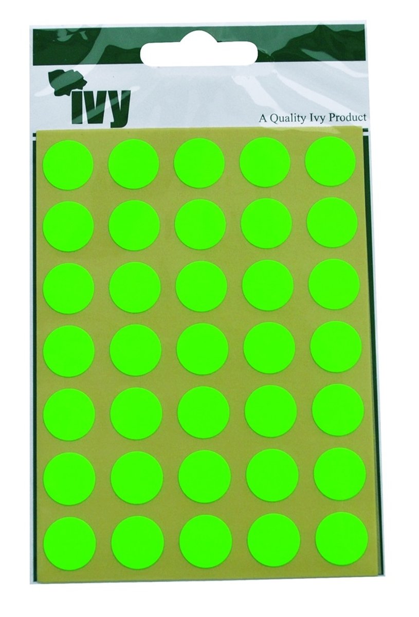 Ivy Green 13Mm Fluorescent Self Adhesive Round Dot Spot Sticky Labels Circle Stickers (140 Stickers)