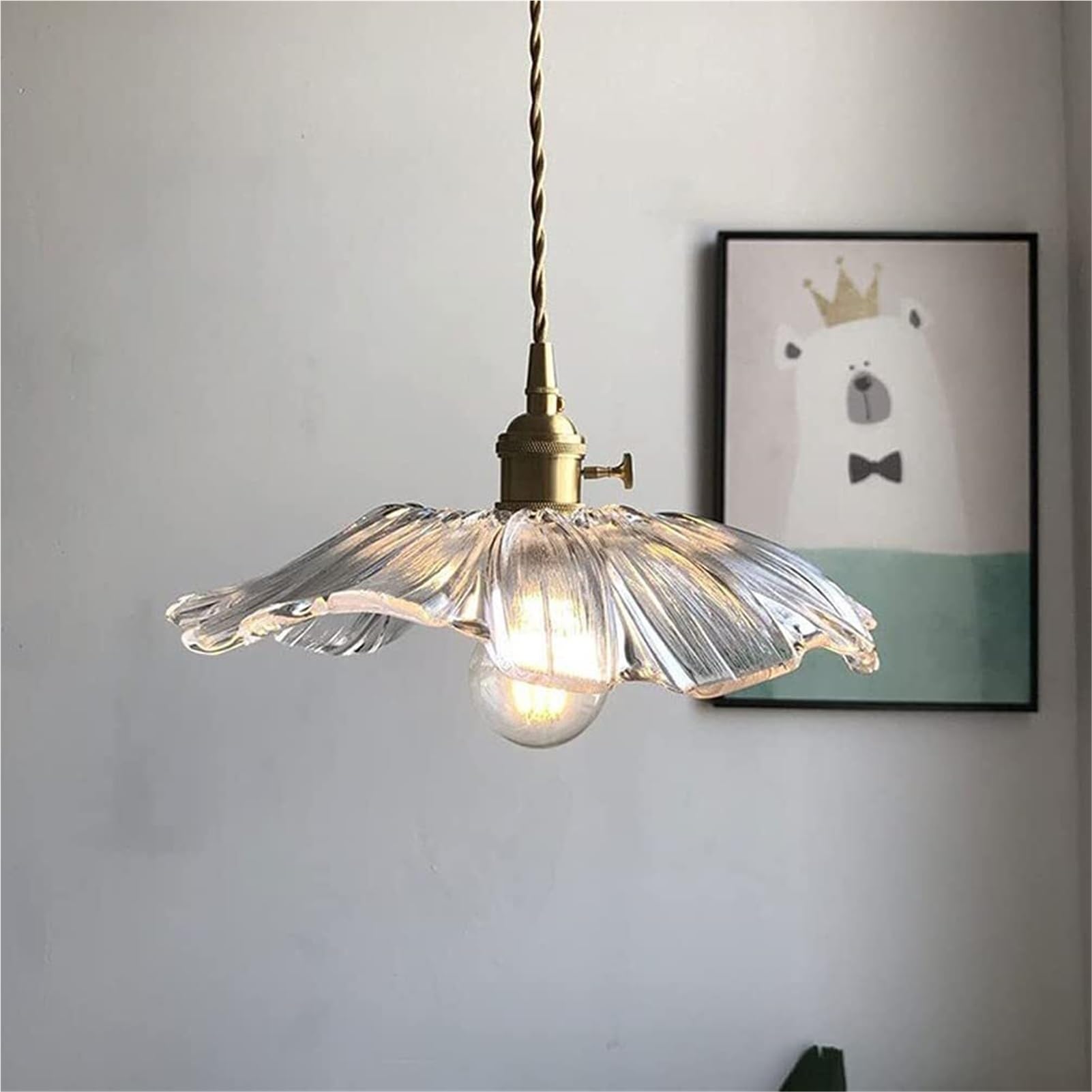 HUAYUSEDF Brass Pendant Lamp Chandelier Hanging Lighting Ceiling Fixture E27 Single Head for Kitchen Island Restaurant Dining Hall Bar Cafe