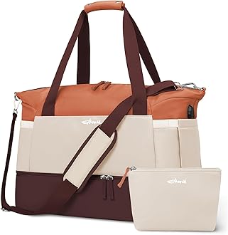 ETRONIK Gym Bag for Women, Personal Item Travel Bag with Shoes Compartment, Weekender Overnight Duffel Bag with Wet Pocket & USB Charging Port, Carry On Bag for Women, Travel, Gym, Weekend