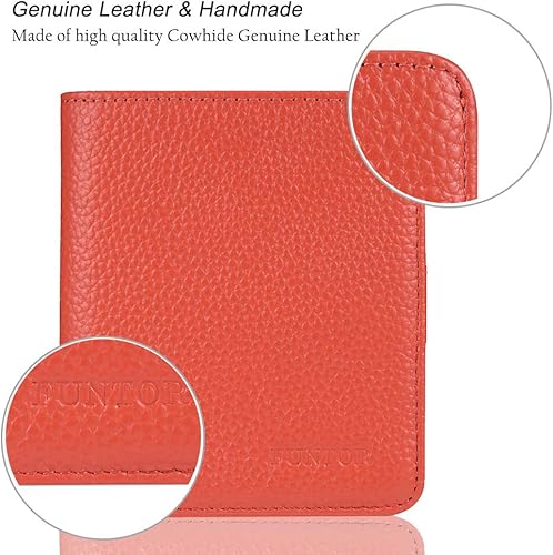 Miniatura 5 de Funtor Cartera de cuero para mujer, pequeña y compacta, con bolsillo doble, bloqueo RFID, para mujer