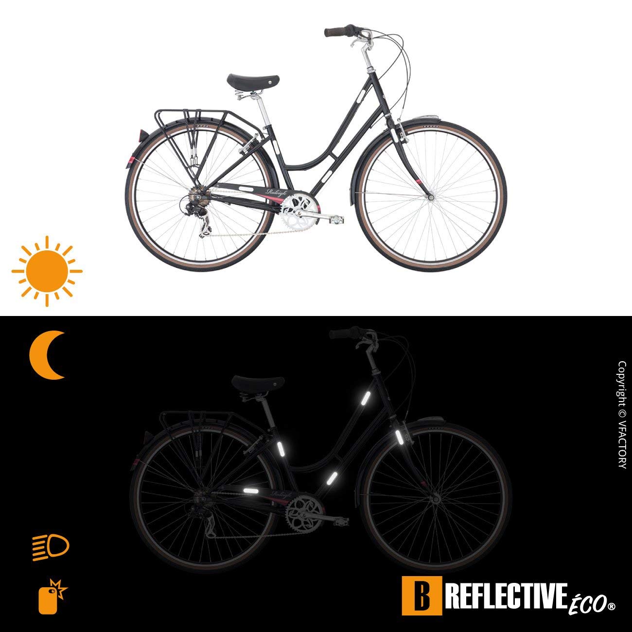 B REFLECTIVE Éco OVAL, Kit 4 adesivi rifrangenti/riflettenti, Sicurezza e visibilità di notte, Adesivo per Casco Moto/Motorino/Bicicletta/Passeggino/Giocatolli, 8,5 x 2,7 cm, Nero