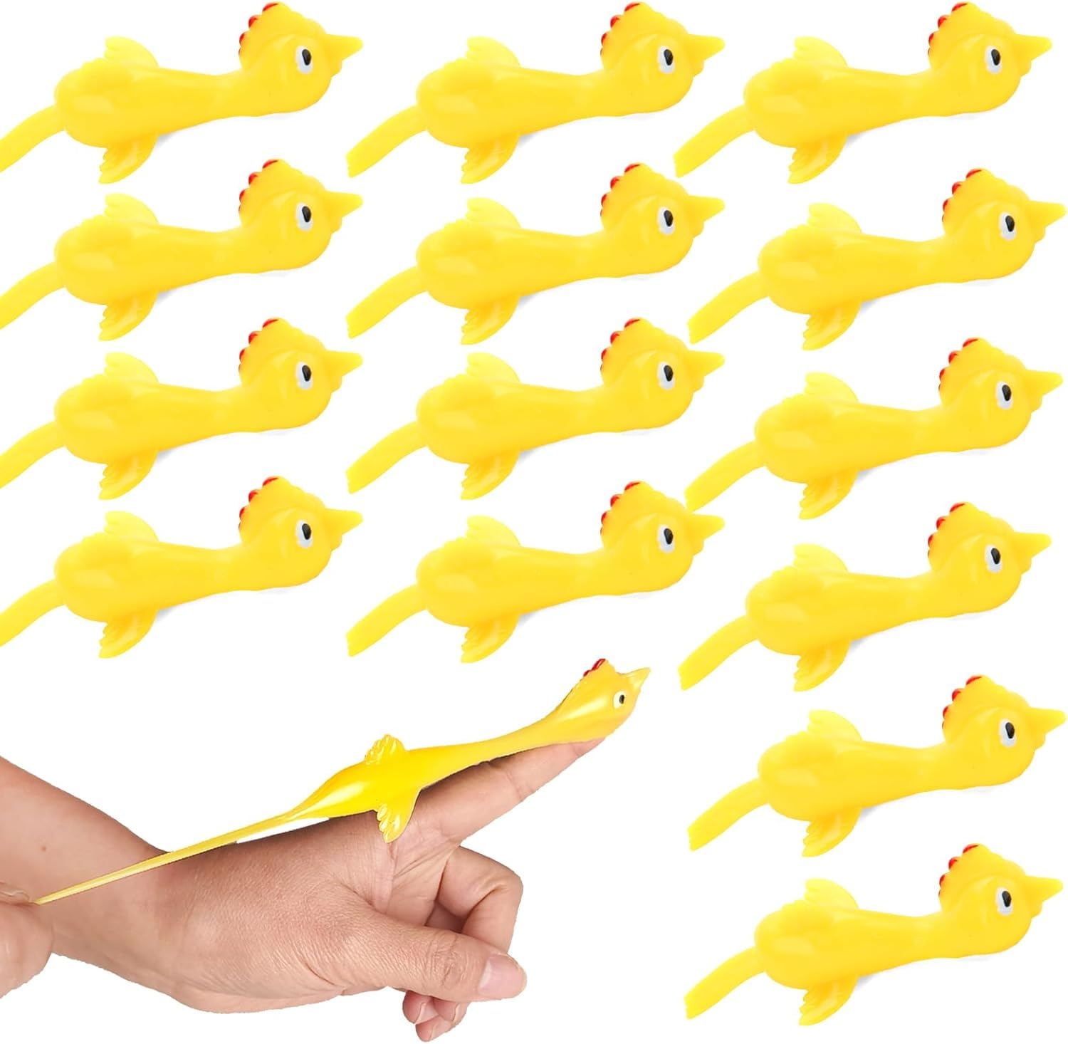 20 Pcs Slingshot Finger Toys, Elastic Stretchy Finger Flying Toys, Party Favors for Kids Boys Girls, Party Favours Goodie Bag,Gifts for Classroom Birthday Parties Easter and Christmas (20 Chicken)