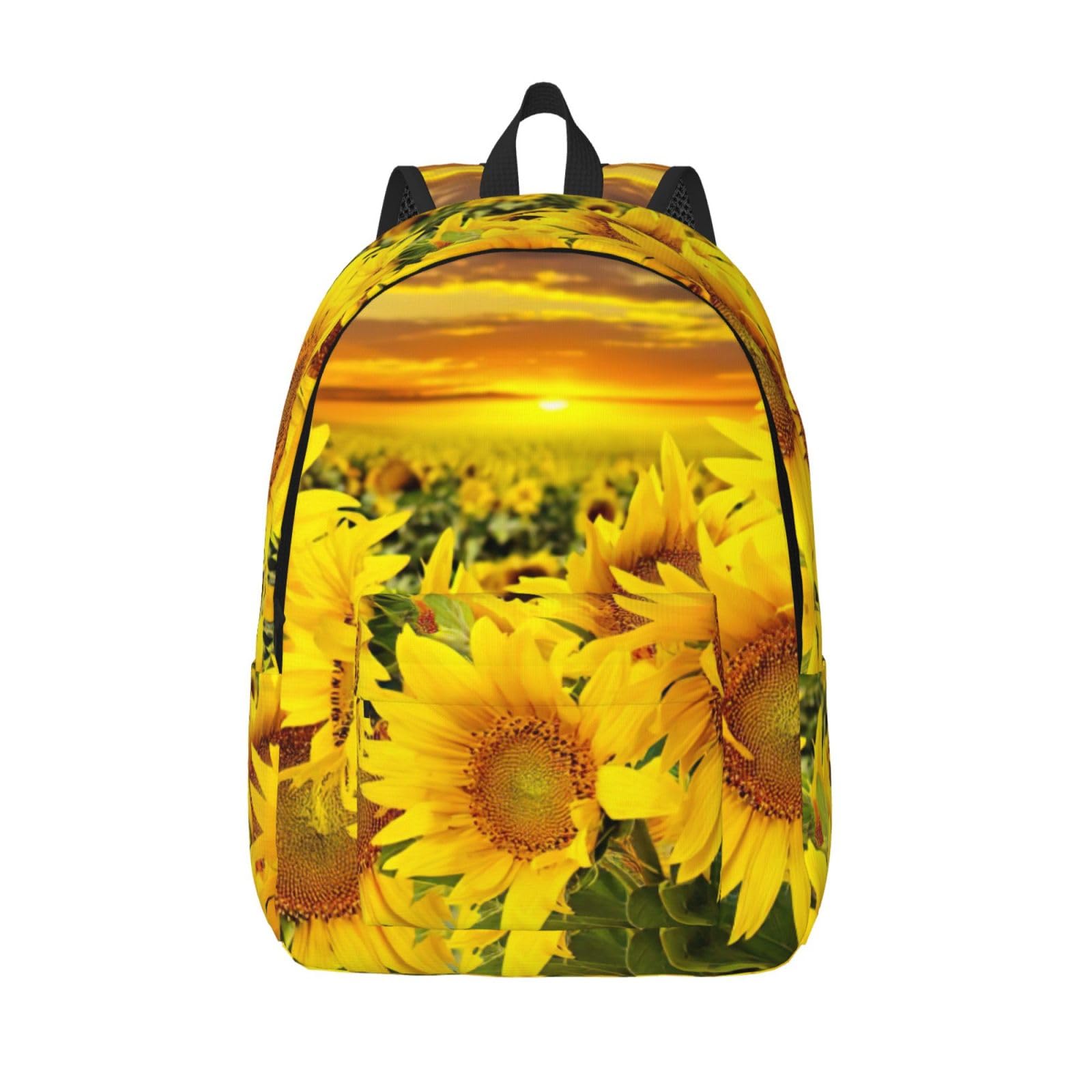 Mochila para laptop de mujer con diseño de girasoles y gran apertura 8