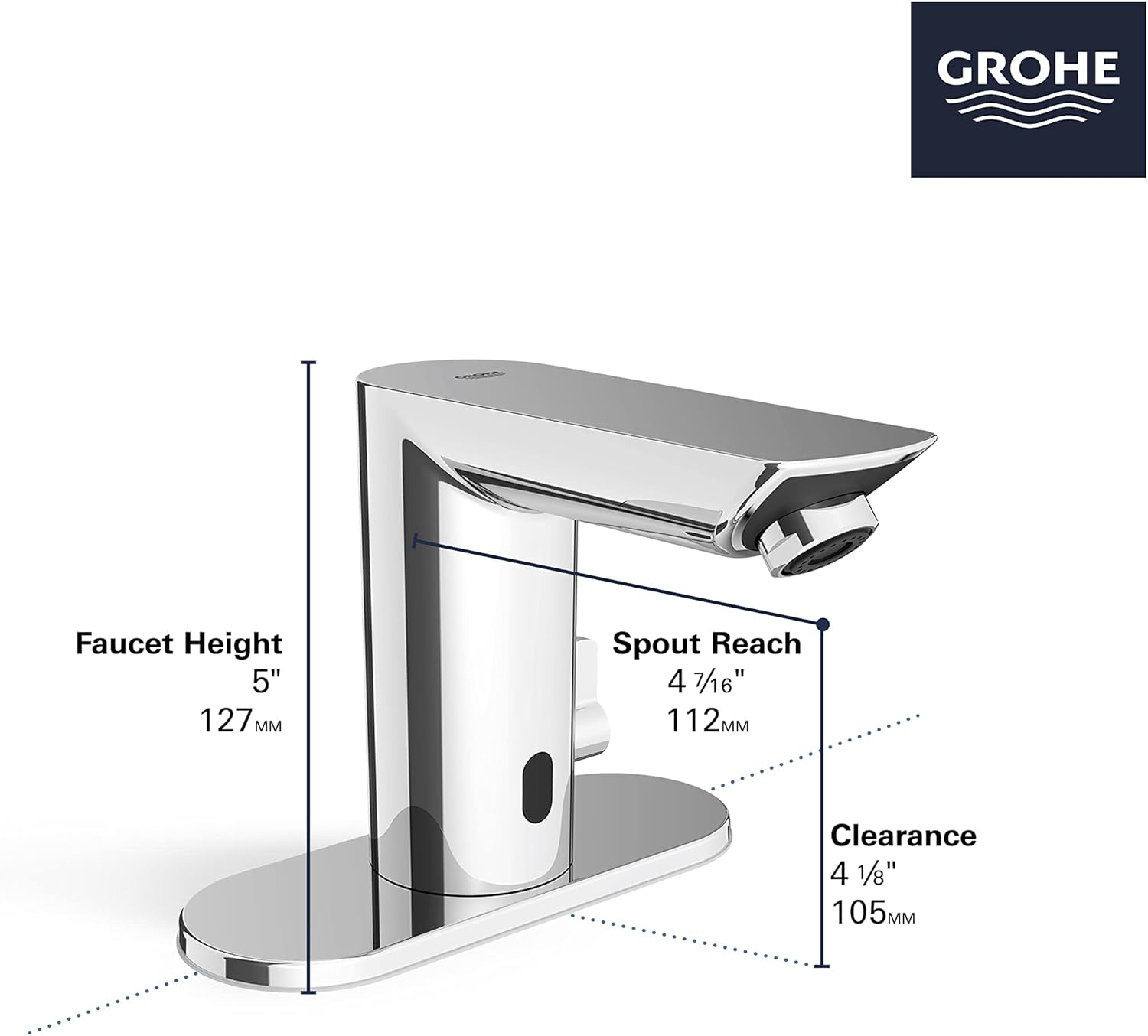 GROHE Baucosmopolitan E Faucet Dimensions