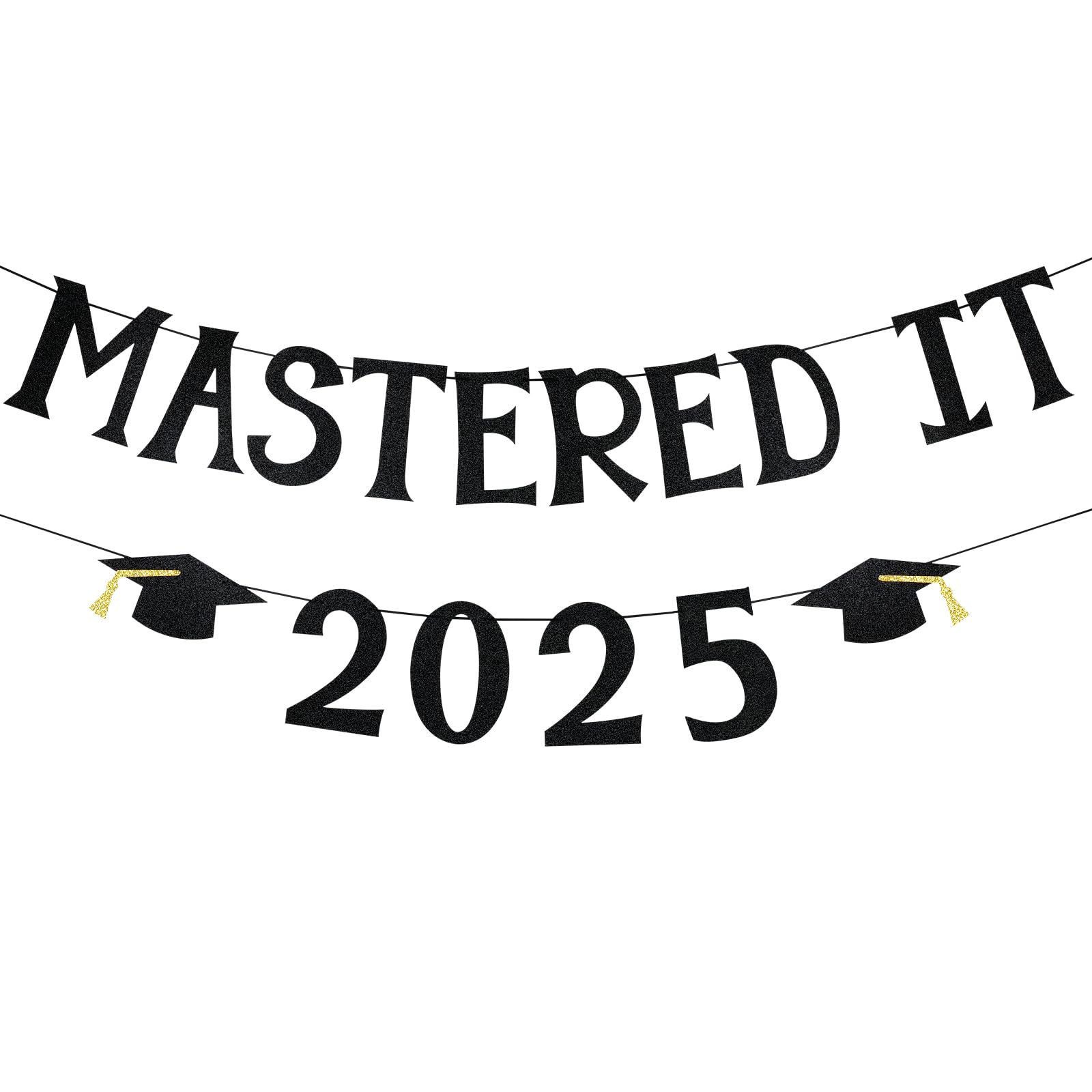 Black Mastered It 2025 Banner Mastered It Graduation 2025 Banner Decorations for College 2025 Graduation Party Decorations Black
