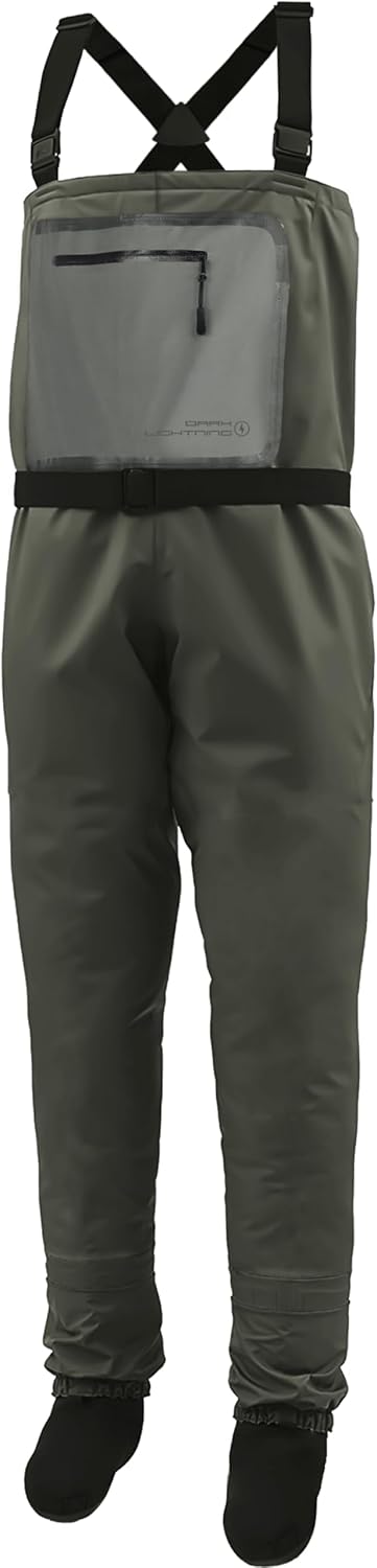 Dark Lightning Breathable Insulated Chest Waders, Perfect for 4 Seasons Fly Fishing Stocking Foot Waders for Men and Women X-Large Breathable Basic