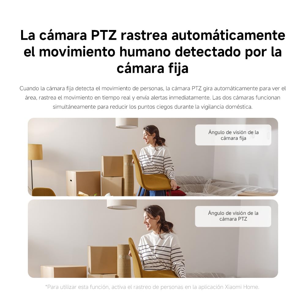 XIAOMI C500 Dual Camara Vigilancia WiFi Interior, Doble 4MP Barrera Virtual | Camara Vigilancia Detección De Personas/Mascotas, Visión Nocturna A Color Starlight, Audio Bidireccional, WiFi 6 2,4/5 GHz