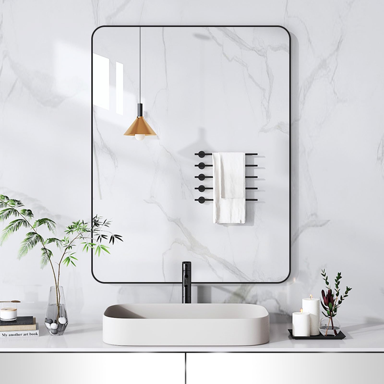 Miroir de salle de bain en aluminium suspendre vertical ou horizontal