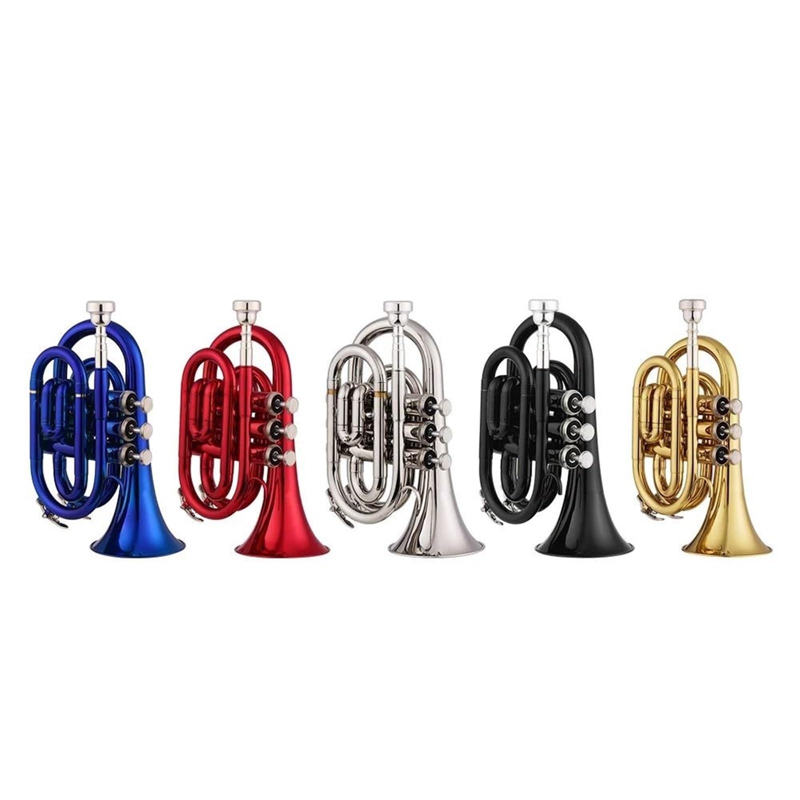 Professionelles Musikinstrument Trompete Mini-Bb-Trompete Aus Messing Blasinstrument Mit Tragetasche Aus Handschuhstoff(Gold)