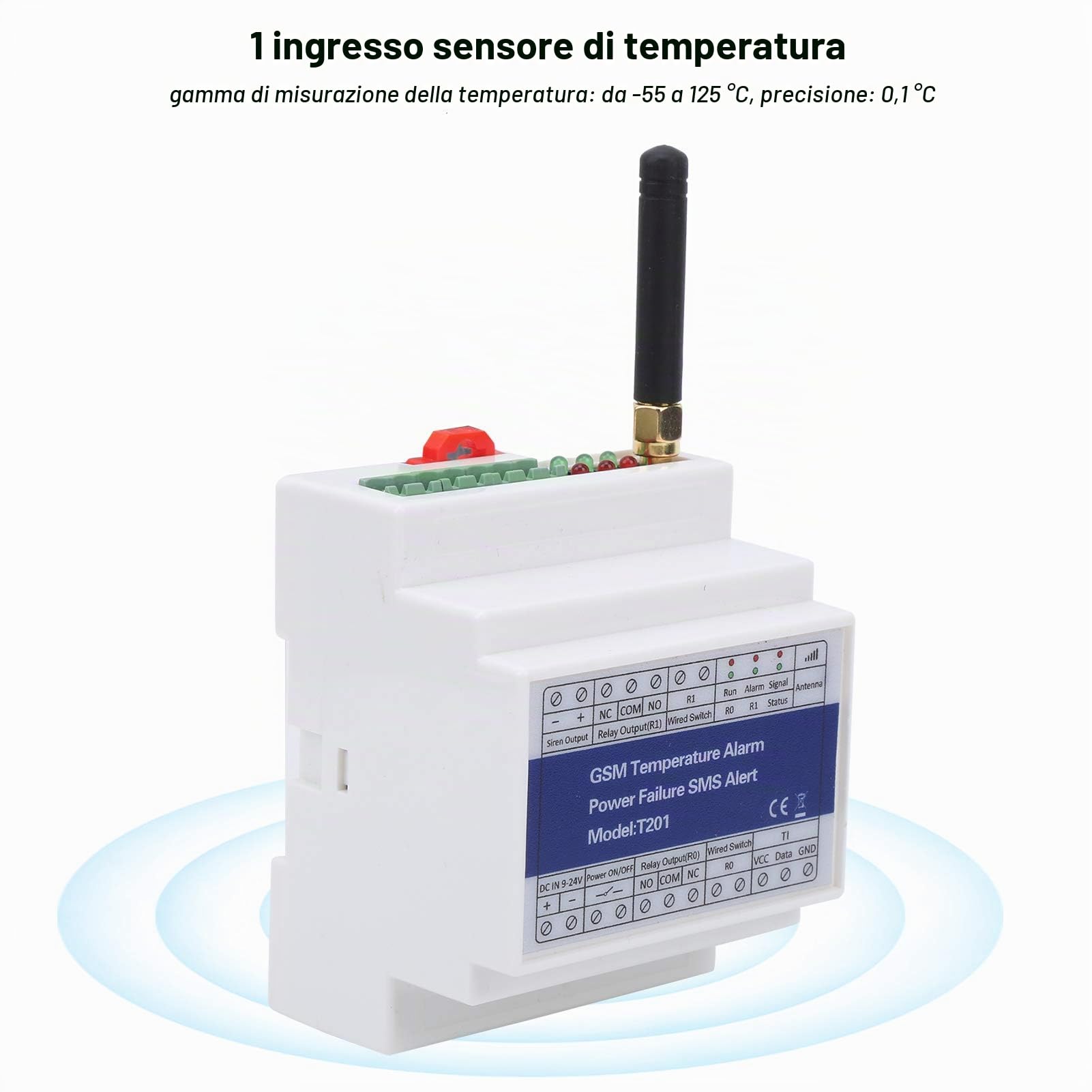 GSM SMS Controller Allarme temperatura Allarme Stato alimentazione Monitoraggio Relè remoto Switch Timer Report