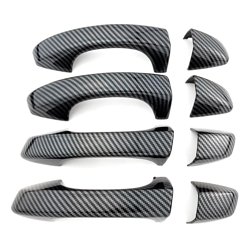 Carbon Fiber Color Exterior Door Handle Cover Trim for Volkswagen VW Arteon Atlas Teramont Taos 2019-2024 Accessories Decor (No Smart Key Holes)