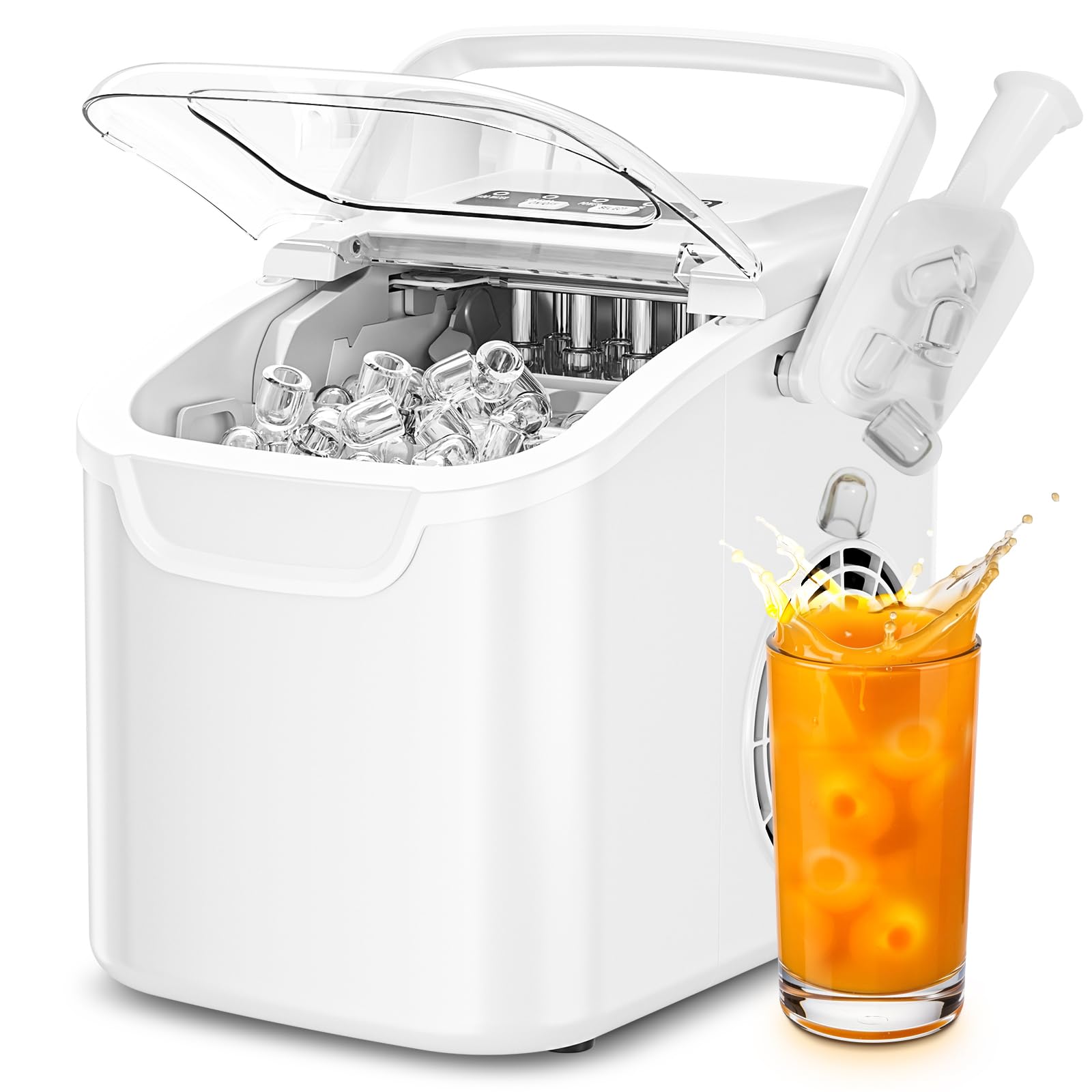 Antarctic Star Countertop Ice Maker Machine, 8 Cubes in 6 Mins, 26.5 lbs/Day, Self-Cleaning, 2 Sizes, Ultra-Quiet for Home/Kitchen/Camping/RV Black — view 7