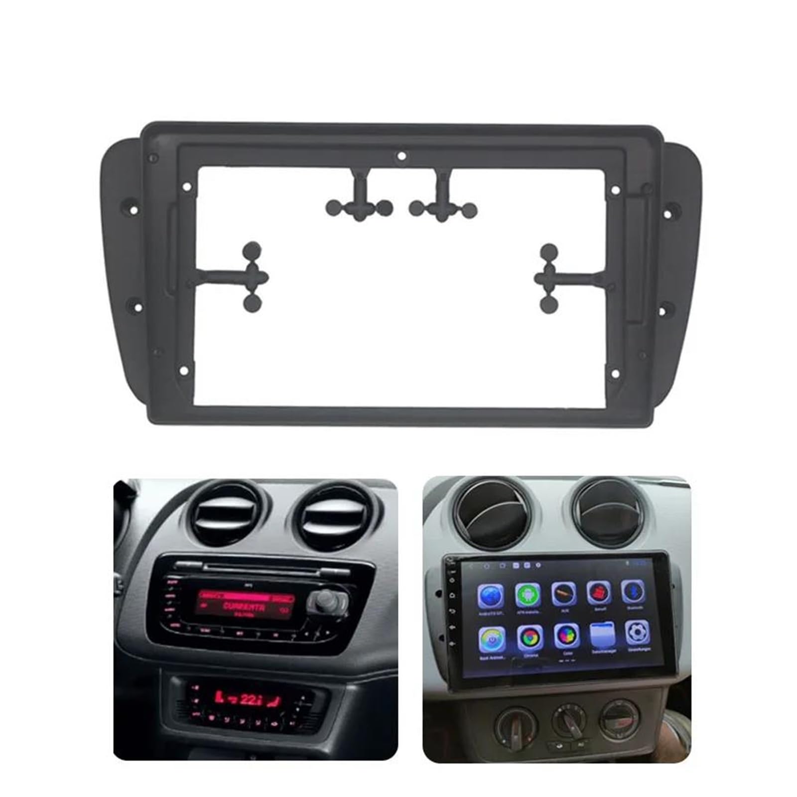 Genérico Kit de Marco para autorradio para Seat para Ibiza 6J 2009-2013 Embellecedor para Panel Control de la Unidad Principal autorradio Panel Radio para Coche(9 Inch)
