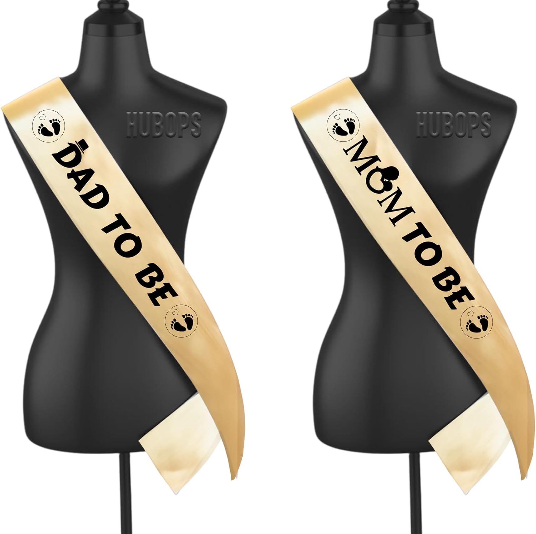 Mom and Dad to Be Sash Combo for Baby Shower Photo Shoot/Party Decoration (Gold)