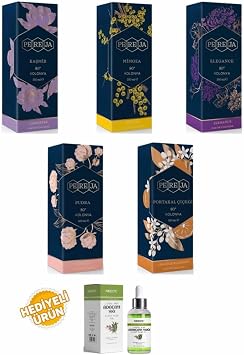 Pereja Kolonya 250 ml Cam  i e 5li Set, Ka mir, Mimoza, Elegance, Portakal  i e i, Pudra
