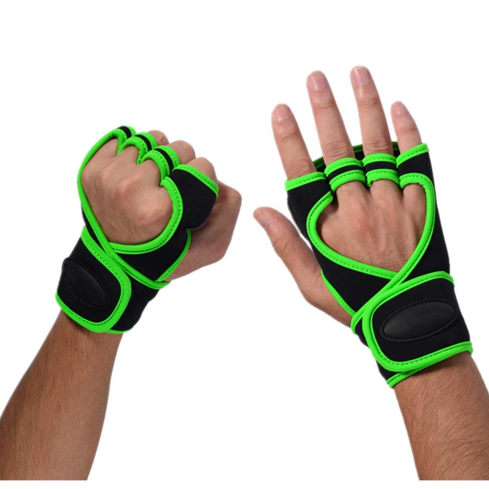 Guanti Antiscivolo per la Palestra Guanti da Palestra Unisex, Guanti da Cross Training, Guanti Senza Dita(Verde,L)