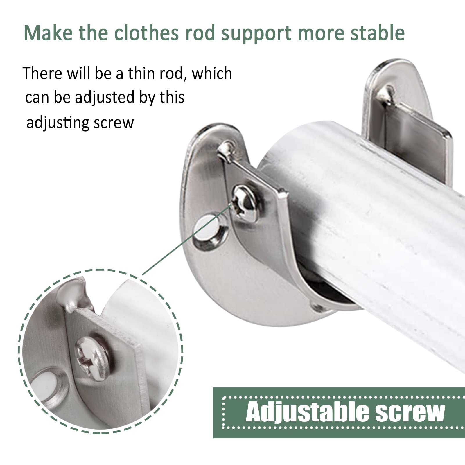 Cosweet 6 Packs Stainless Steel Closet Pole Sockets Closet Rod End