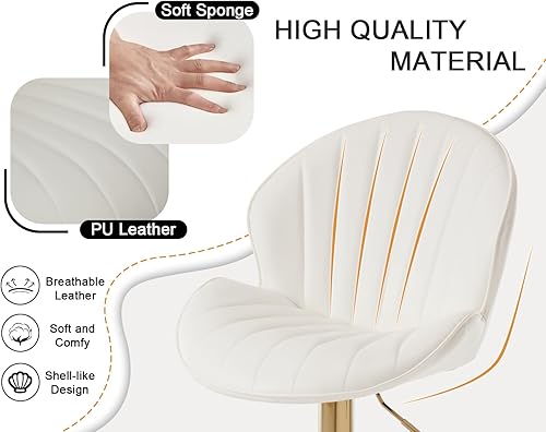 Miniatura 10 de Shunzhi Juego de 2 taburetes de bar giratorios de terciopelo, modernos taburetes de bar ajustables de altura de barra, sillas de bar con respaldo de